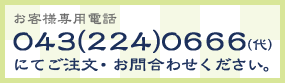 お客様専用電話【043-224-0666（代）】